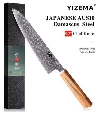 YIZEMA 8.2-Inch Professional Chef Knife – 67-Layer Damascus Steel Japanese-Style Kitchen Knife